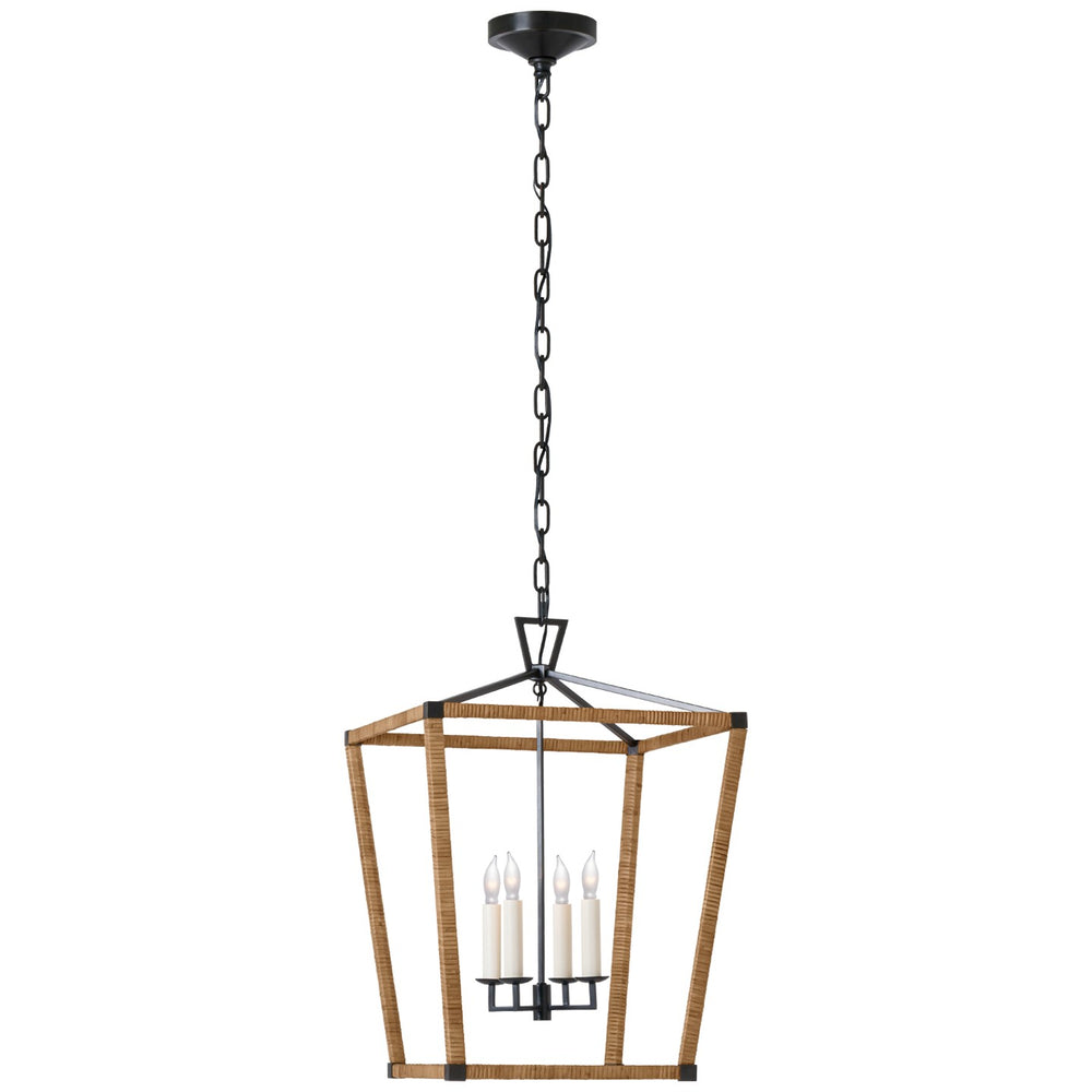 Visual Comfort Signature Canada - LED Lantern - Darlana Wrapped - Aged Iron and Natural Rattan- Union Lighting Luminaires Decor