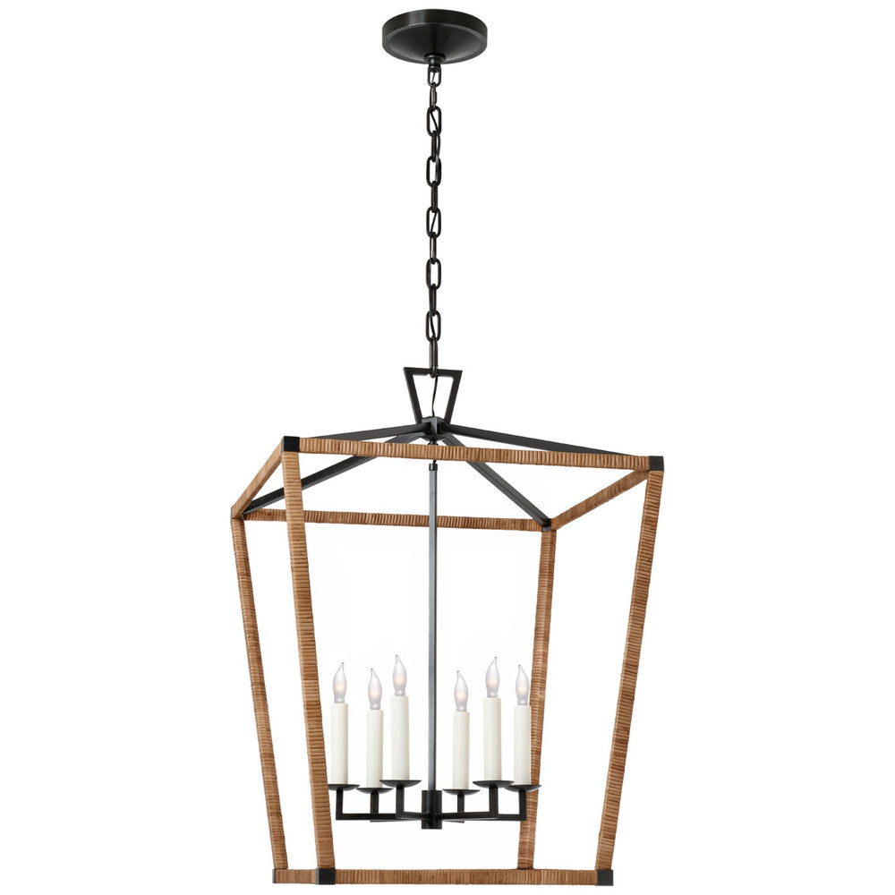 Visual Comfort Signature Canada - LED Lantern - Darlana Wrapped - Aged Iron and Natural Rattan- Union Lighting Luminaires Decor