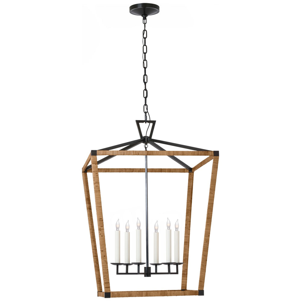 Visual Comfort Signature Canada - LED Lantern - Darlana Wrapped - Aged Iron and Natural Rattan- Union Lighting Luminaires Decor
