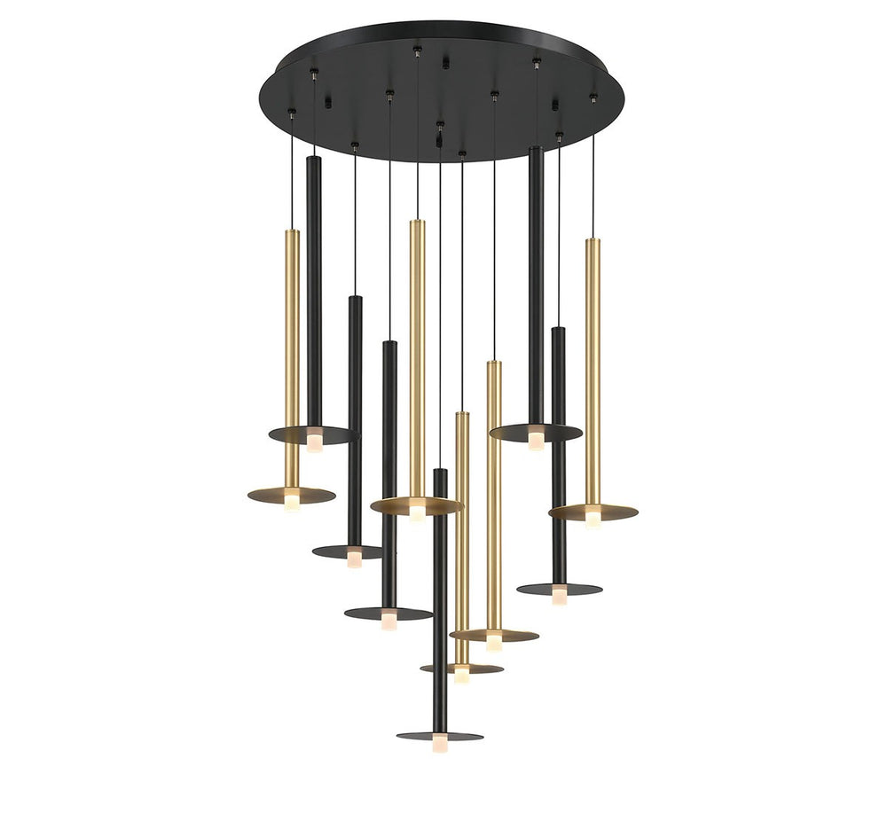 Lib & Co. Canada - LED Chandelier - Piatto - Matte Black and Plated Brushed Gold- Union Lighting Luminaires Decor