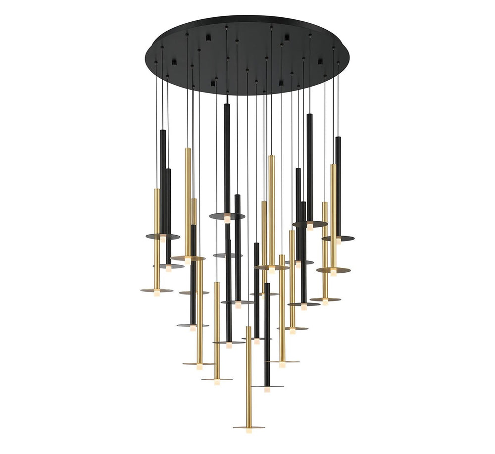 Lib & Co. Canada - LED Chandelier - Piatto - Matte Black and Brushed Gold- Union Lighting Luminaires Decor
