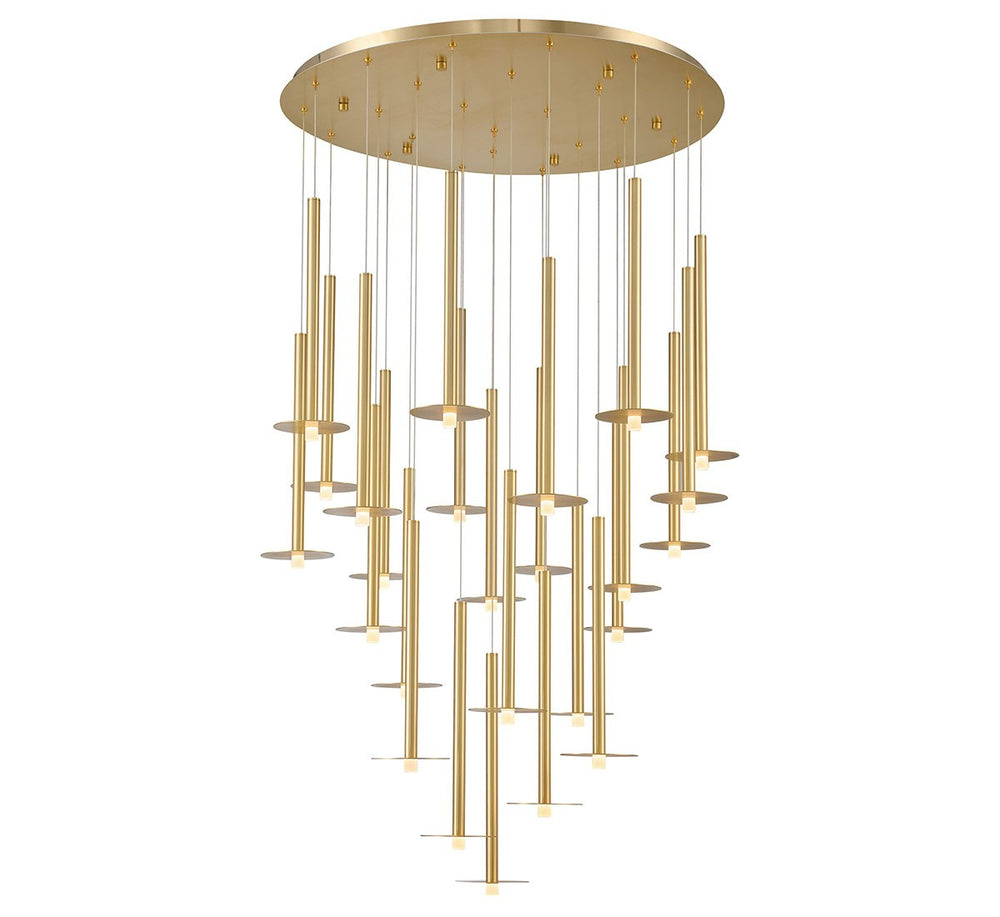 Lib & Co. Canada - LED Chandelier - Piatto - Plated Brushed Gold- Union Lighting Luminaires Decor