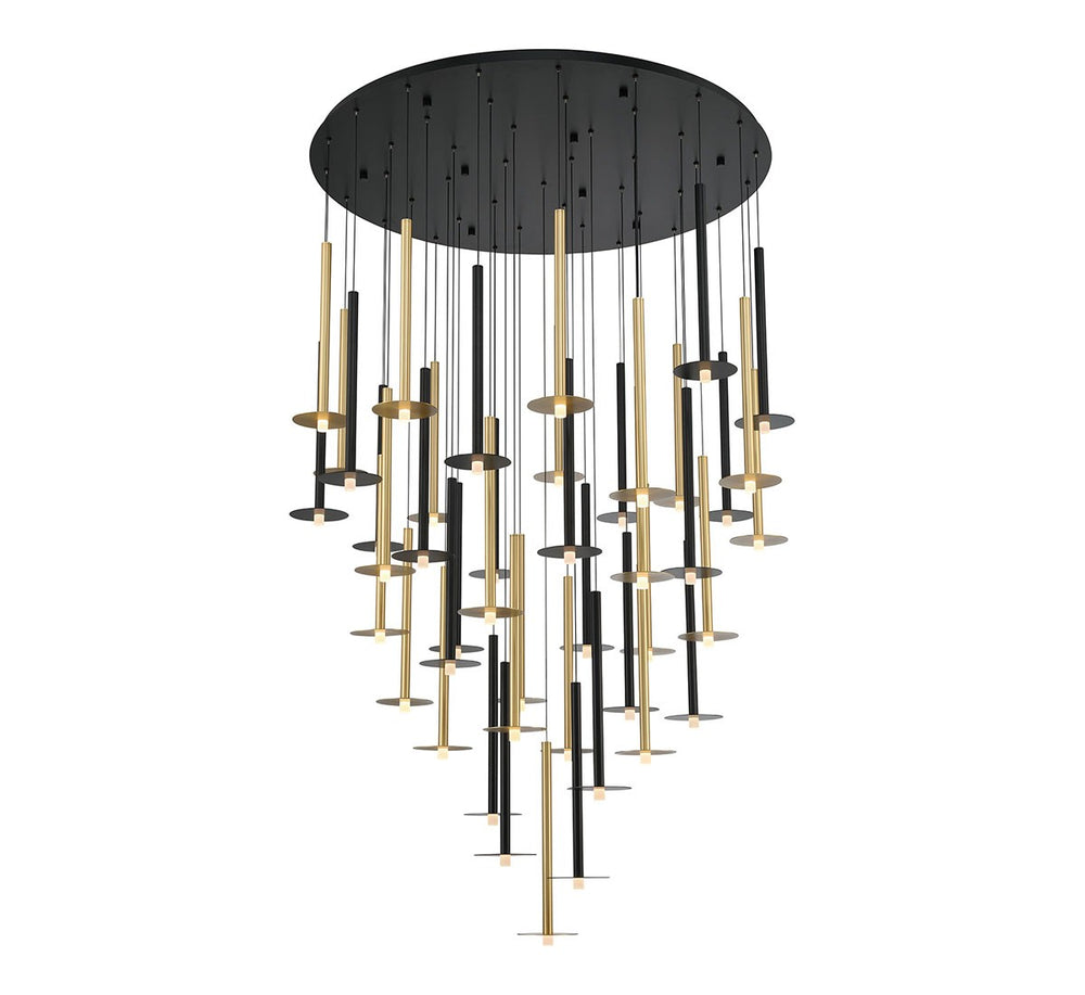Lib & Co. Canada - LED Chandelier - Piatto - Matte Black & Plated Brushed Gold- Union Lighting Luminaires Decor