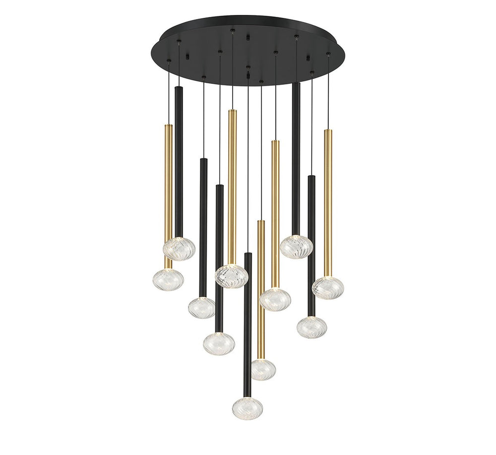 Lib & Co. Canada - LED Chandelier - Soffio - Matte Black and Brushed Gold- Union Lighting Luminaires Decor