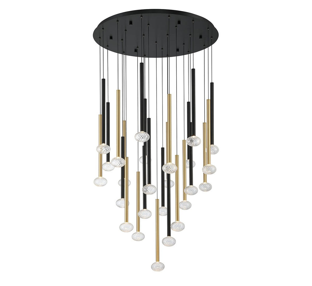 Lib & Co. Canada - LED Chandelier - Soffio - Matte Black and Brushed Gold- Union Lighting Luminaires Decor
