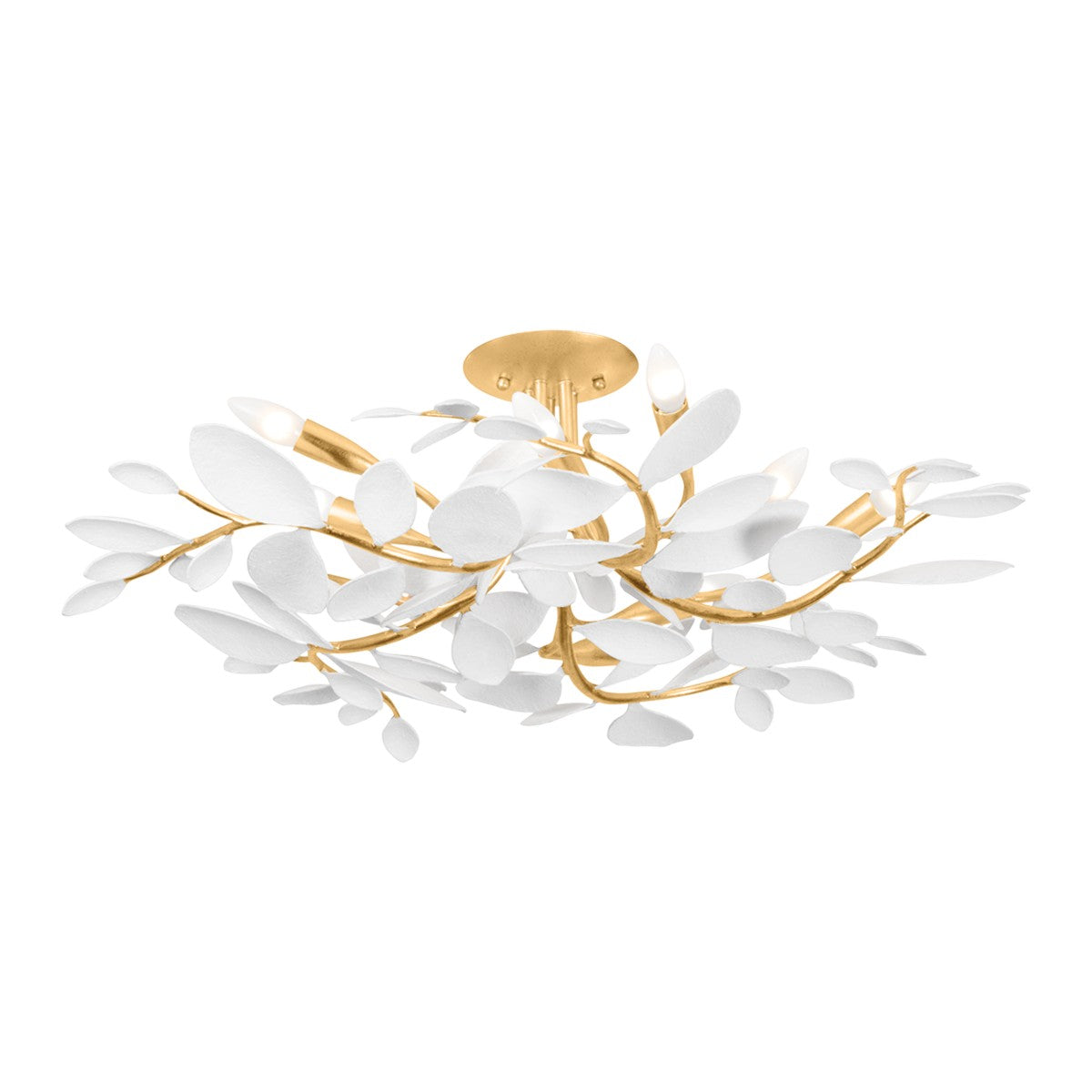 Hudson Valley - Ten Light Semi Flush Mount - Marabec - Vintage Gold Leaf/ White Plaster- Union Lighting Luminaires Decor