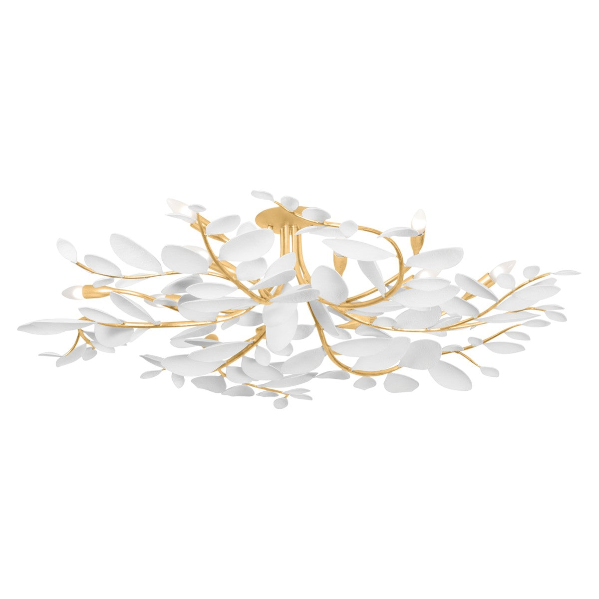 Hudson Valley - 12 Light Semi Flush Mount - Marabec - Vintage Gold Leaf/ White Plaster- Union Lighting Luminaires Decor