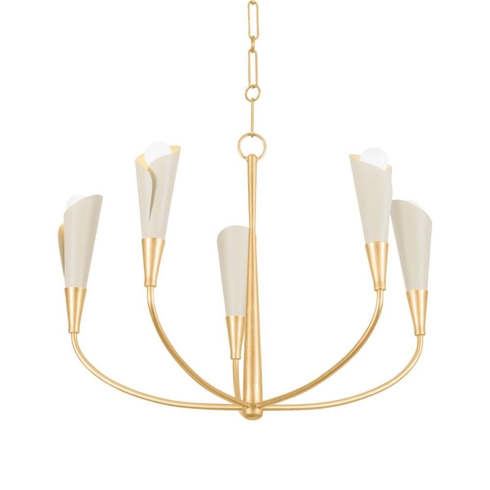 Hudson Valley Canada - Five Light Chandelier - Montrose - Vintage Gold Leaf/Soft Sand- Union Lighting Luminaires Decor