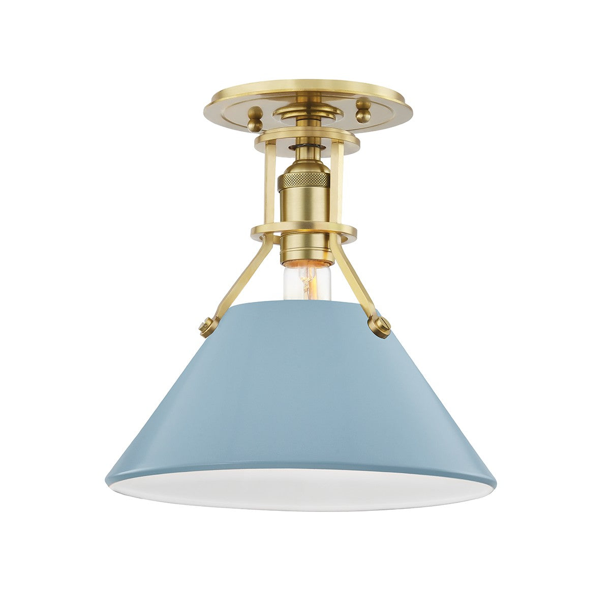 Hudson Valley - One Light Semi Flush Mount - Painted No.2 - Aged Brass/Blue Bird- Union Lighting Luminaires Decor