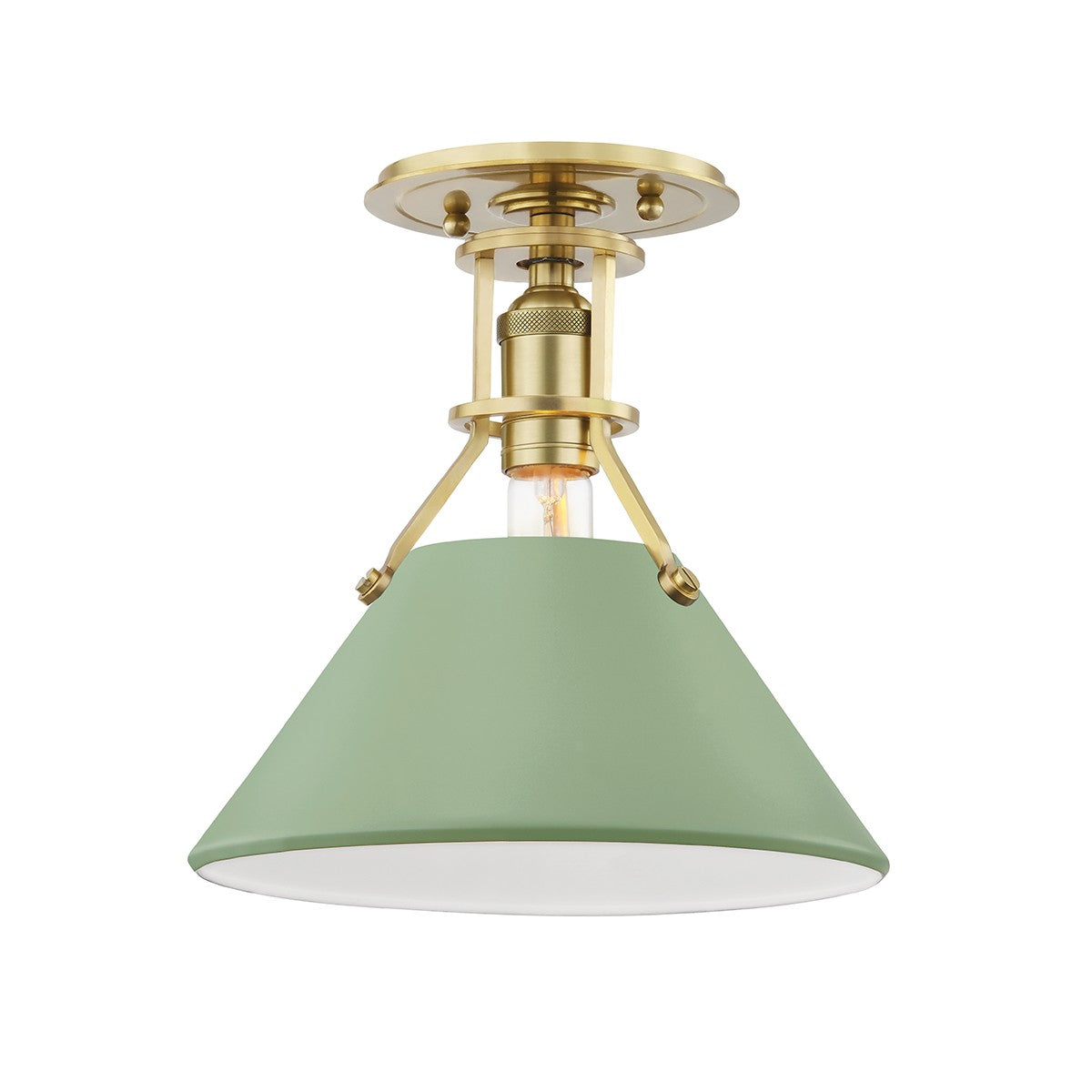 Hudson Valley - One Light Semi Flush Mount - Painted No.2 - Aged Brass/Leaf Green Combo- Union Lighting Luminaires Decor