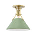 Hudson Valley - One Light Semi Flush Mount - Painted No.2 - Aged Brass/Leaf Green Combo- Union Lighting Luminaires Decor