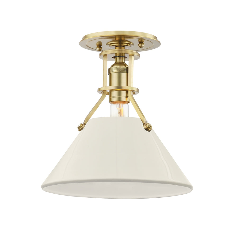 Hudson Valley Canada - One Light Semi Flush Mount - Painted No.2 - Aged Brass/Off White- Union Lighting Luminaires Decor