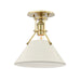 Hudson Valley - One Light Semi Flush Mount - Painted No.2 - Aged Brass/Off White- Union Lighting Luminaires Decor