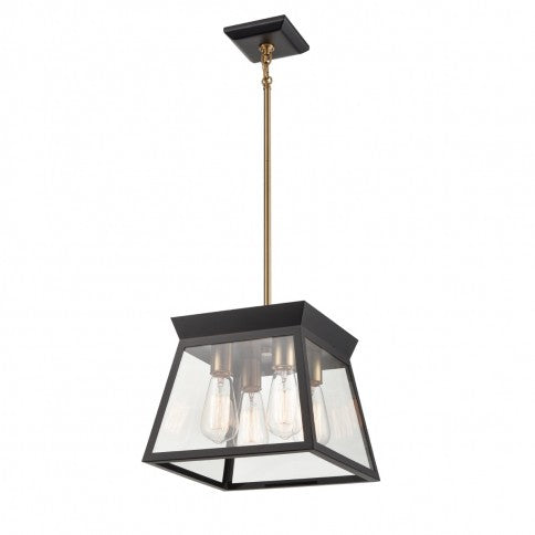 Artcraft Canada - Four Light Chandelier - Lucian - Black and Brushed Brass- Union Lighting Luminaires Decor
