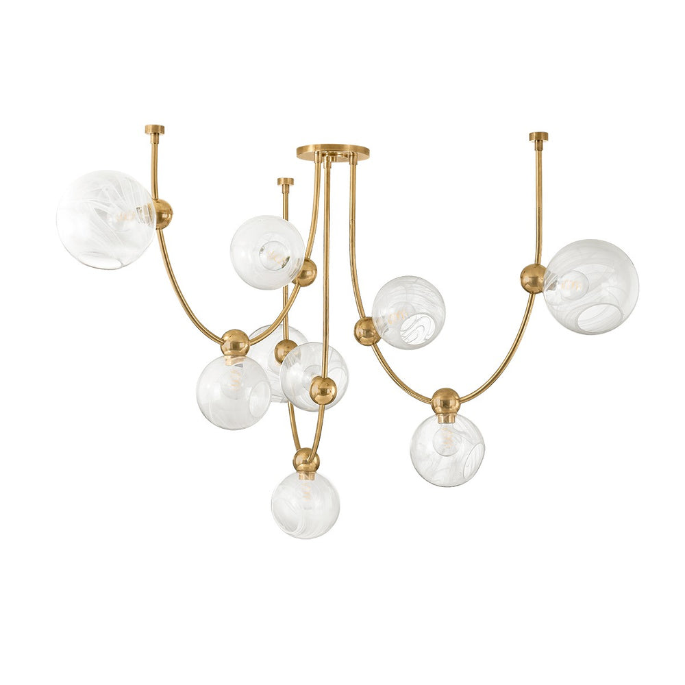 Corbett Lighting Canada - Nine Light Chandelier - Astraia - Vintage Brass- Union Lighting Luminaires Decor