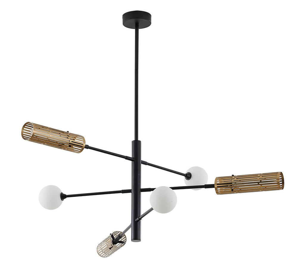 Bethel International Canada - Six Light Chandelier - Black & Gold- Union Lighting Luminaires Decor