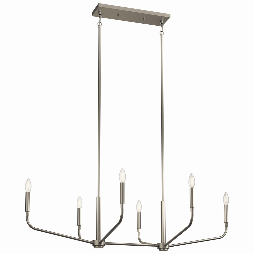 Kichler Canada - Six Light Linear Chandelier - Madden - Brushed Nickel- Union Lighting Luminaires Decor