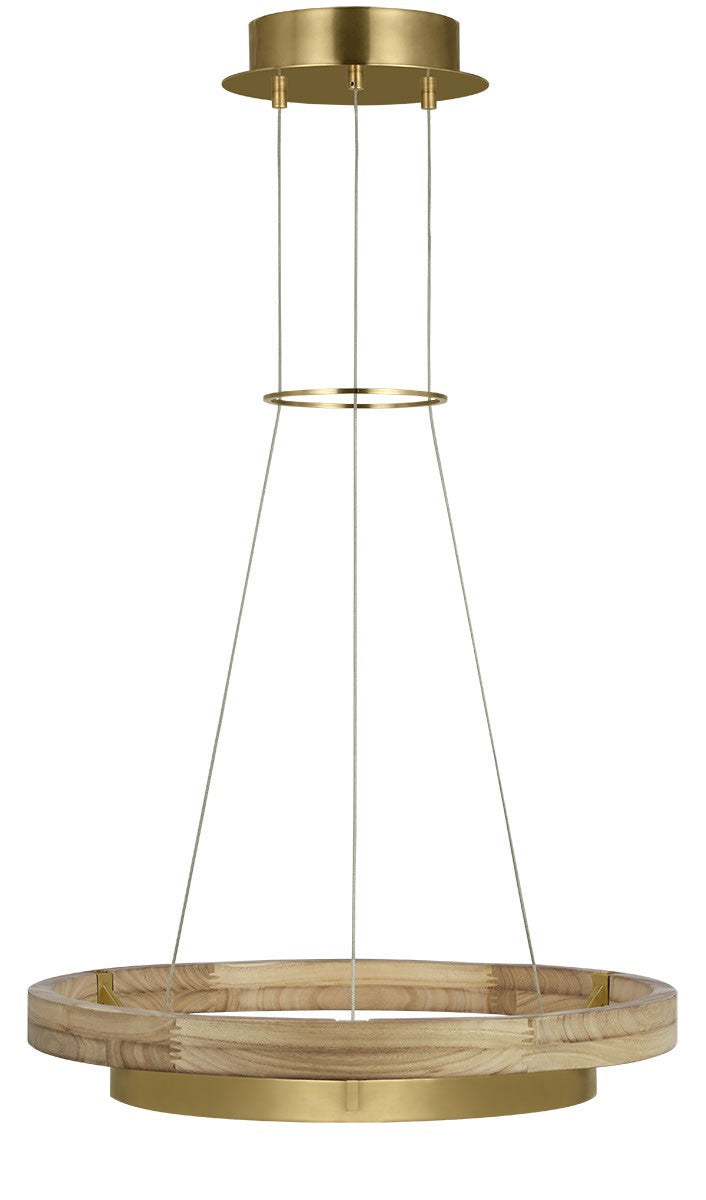 Visual Comfort Modern - LED Chandelier - Grace - Hand Rubbed Antique Brass/Natural Oak- Union Lighting Luminaires Decor