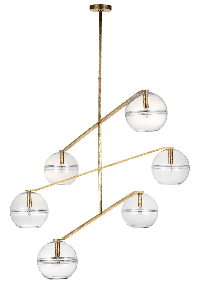 Visual Comfort Modern - Six Light Chandelier - Lowing - Polished Antique Brass- Union Lighting Luminaires Decor