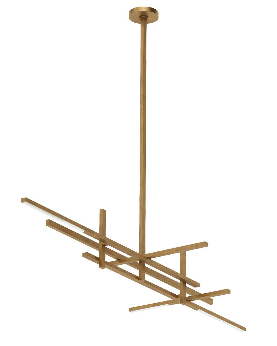 Visual Comfort Modern - LED Linear Chandelier - Cityscape - Hand Rubbed Antique Brass- Union Lighting Luminaires Decor