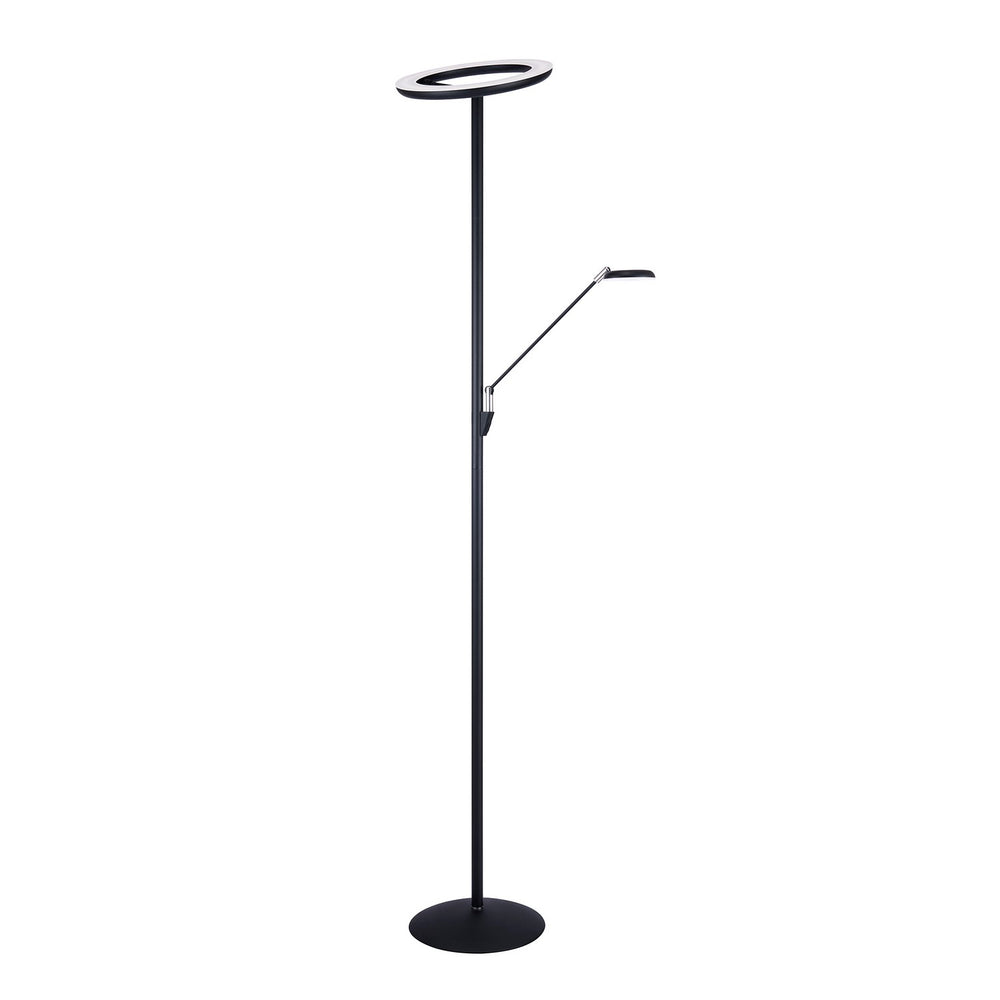 Kendal Canada - LED Torchiere - Nola - Black & Satin Nickel- Union Lighting Luminaires Decor