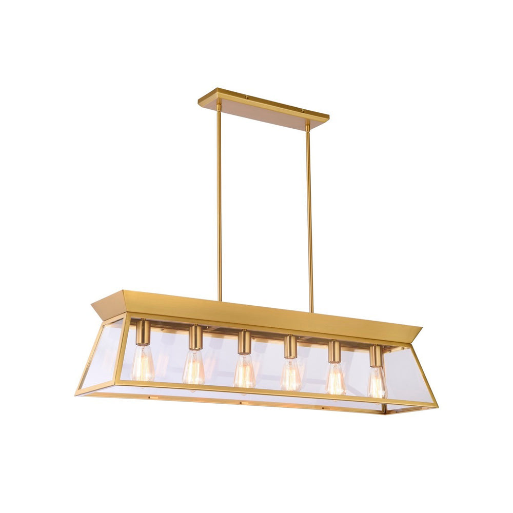 Artcraft Canada - Six Light Island Chandelier - Lucian - Brushed Brass- Union Lighting Luminaires Decor