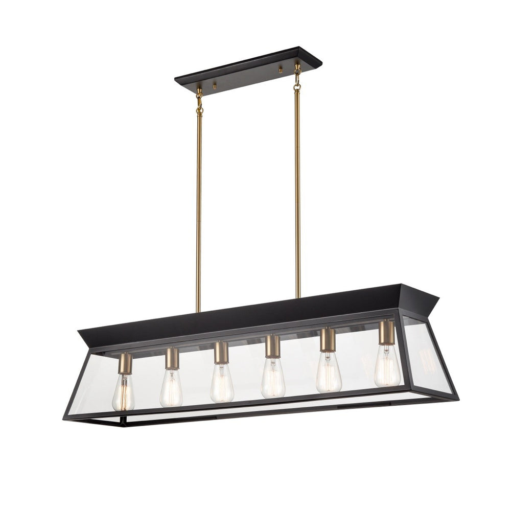 Artcraft Canada - Six Light Island Chandelier - Lucian - Black and Brushed Brass- Union Lighting Luminaires Decor