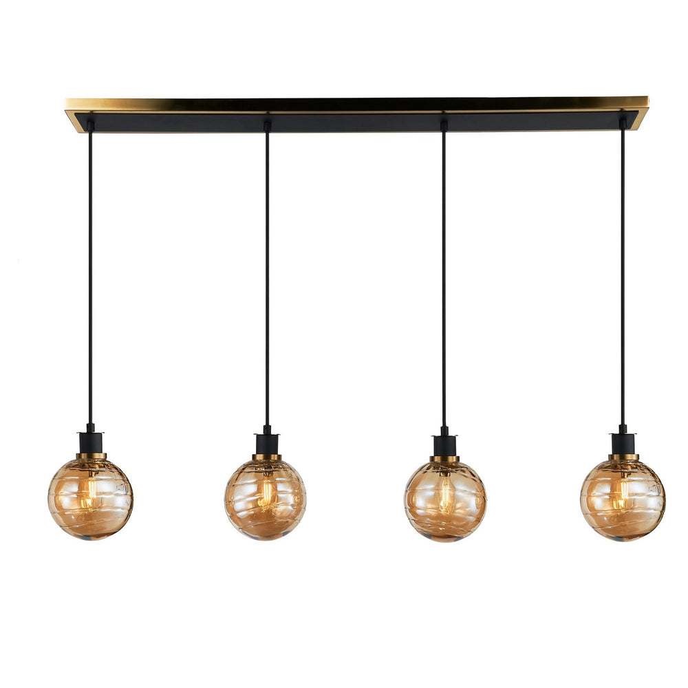 Artcraft Canada - Four Light Island/Pool Table - Gem - Black and Brushed Brass- Union Lighting Luminaires Decor