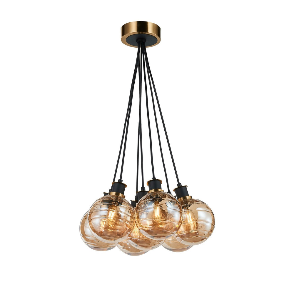 Artcraft Canada - Seven Light Pendant - Gem - Black and Brushed Brass- Union Lighting Luminaires Decor