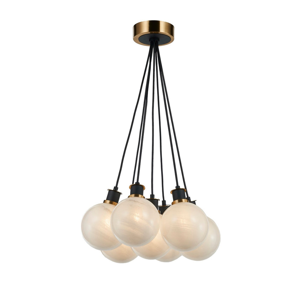 Artcraft Canada - Seven Light Pendant - Gem - Black and Brushed Brass- Union Lighting Luminaires Decor