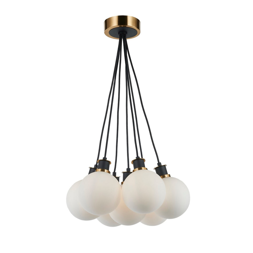 Artcraft Canada - Seven Light Pendant - Gem - Black and Brushed Brass- Union Lighting Luminaires Decor