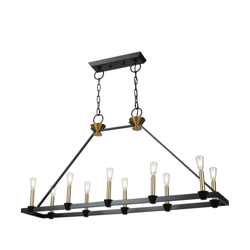 Artcraft Canada - Ten Light Island/Pool Table - Notting Hill - Black and Brushed Brass- Union Lighting Luminaires Decor