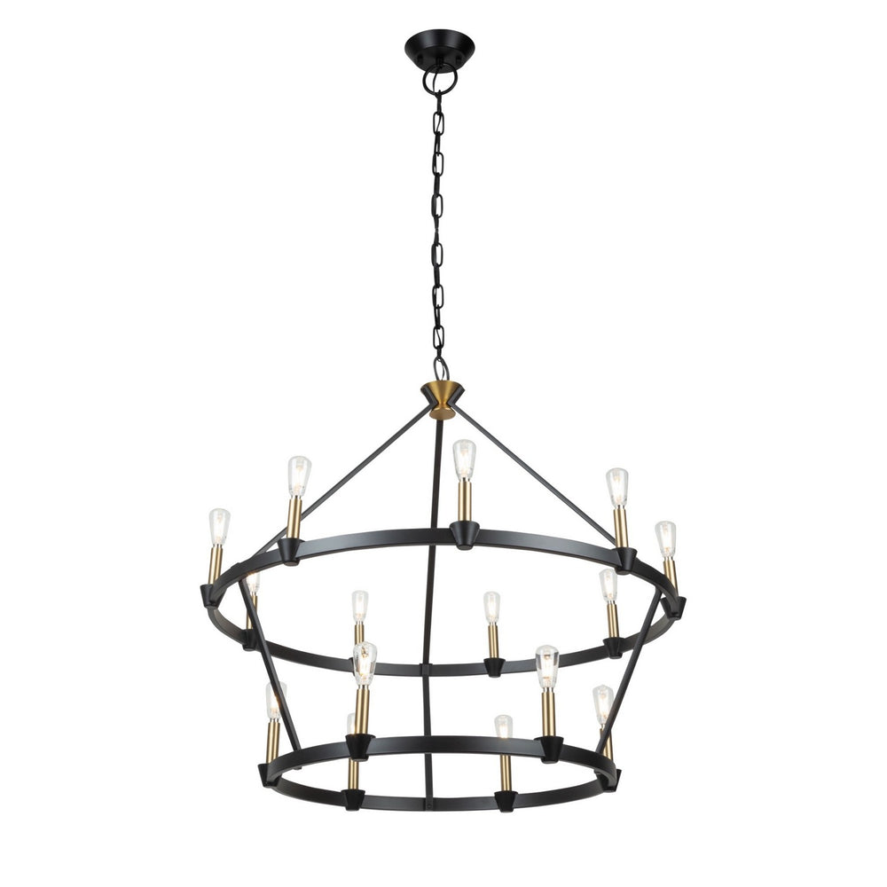 Artcraft Canada - 15 Light Chandelier - Notting Hill - Black and Brushed Brass- Union Lighting Luminaires Decor