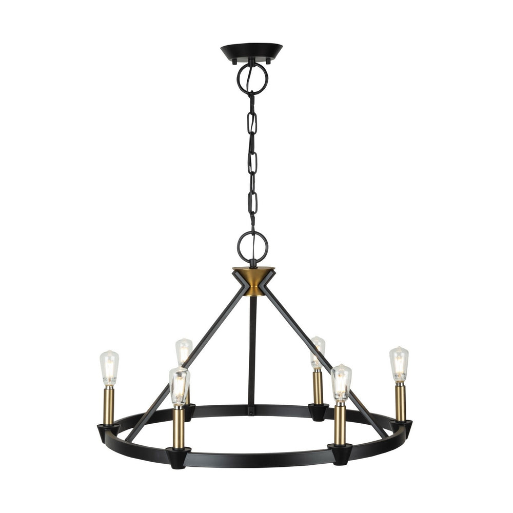 Artcraft Canada - Six Light Chandelier - Notting Hill - Black and Brushed Brass- Union Lighting Luminaires Decor