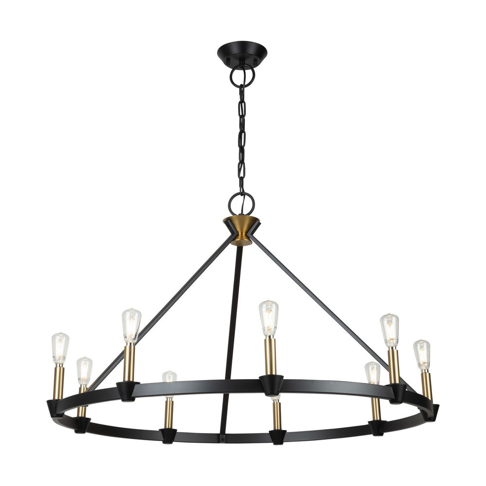 Artcraft Canada - Nine Light Chandelier - Notting Hill - Black and Brushed Brass- Union Lighting Luminaires Decor