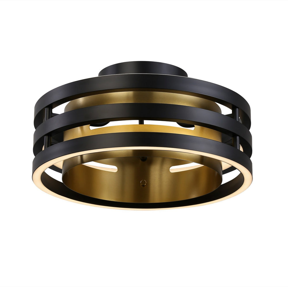 Artcraft Canada - LED Semi-Flush Mount - Toledo - Black and Brushed Brass- Union Lighting Luminaires Decor