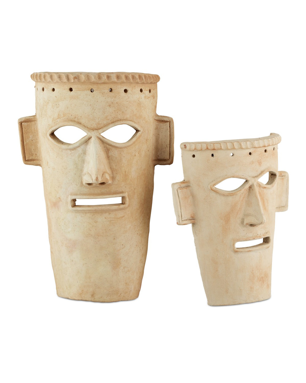 Currey and Company - Mask Set of 2 - Etu - Natural/Whitewash- Union Lighting Luminaires Decor