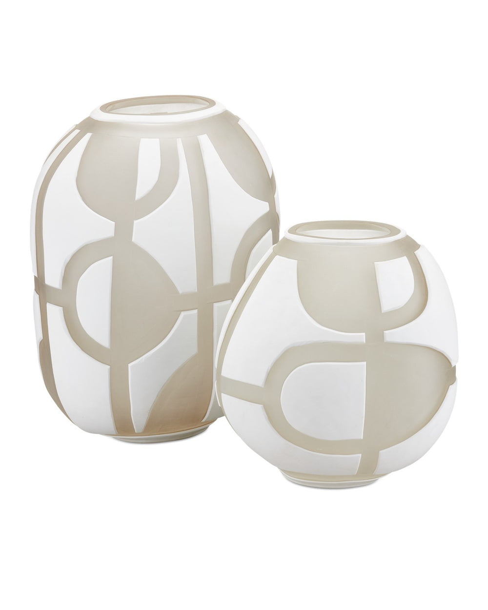 Currey and Company - Vase Set of 2 - Art Decortif White Vase Set of 2 - Opaque White/Clear Matte- Union Lighting Luminaires Decor