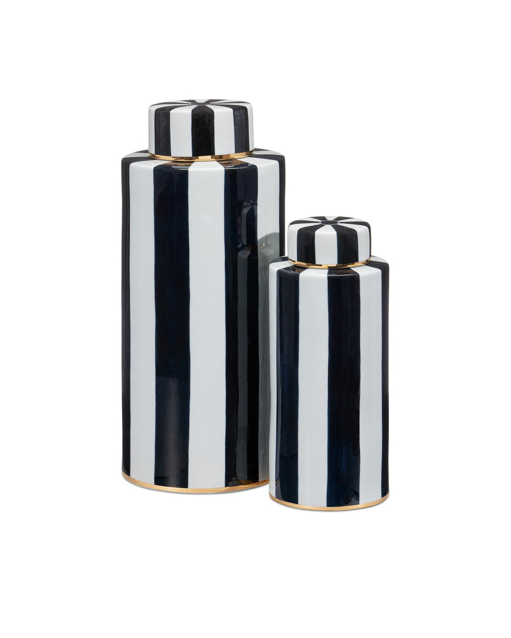 Currey and Company - Canister Set of 2 - Rayures - Ivory/Black/Antique Brass- Union Lighting Luminaires Decor