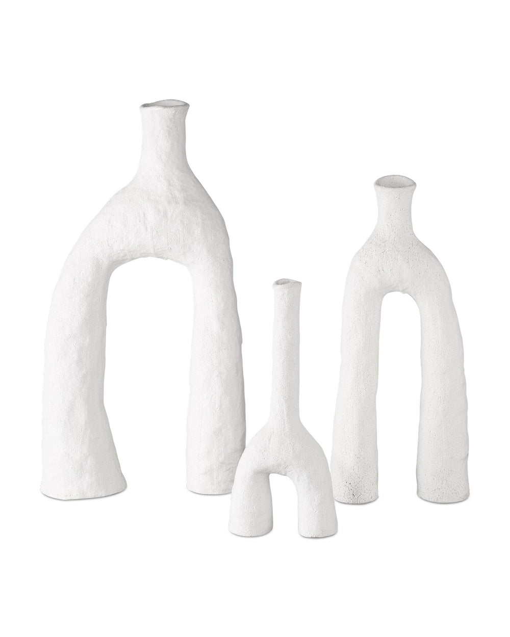 Currey and Company - Vase Set of 3 - Zante - Matte White- Union Lighting Luminaires Decor