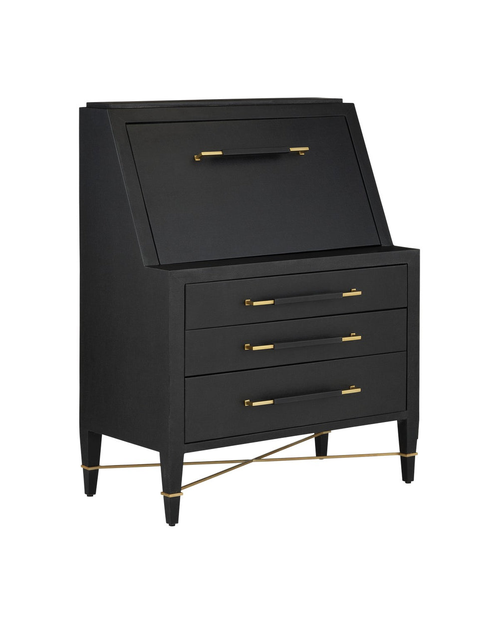 Currey and Company - Secretary Desk - Verona - Black/Natural/Champagne/Silver- Union Lighting Luminaires Decor