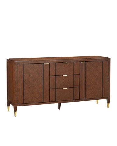 Currey and Company - Credenza - Dorian - Kona/Black/Satin Brass- Union Lighting Luminaires Decor