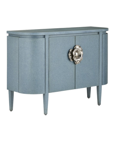 Currey and Company - Cabinet - Briallen - Lacquered Blue Linen/Natural Oak/Polished Nickel- Union Lighting Luminaires Decor