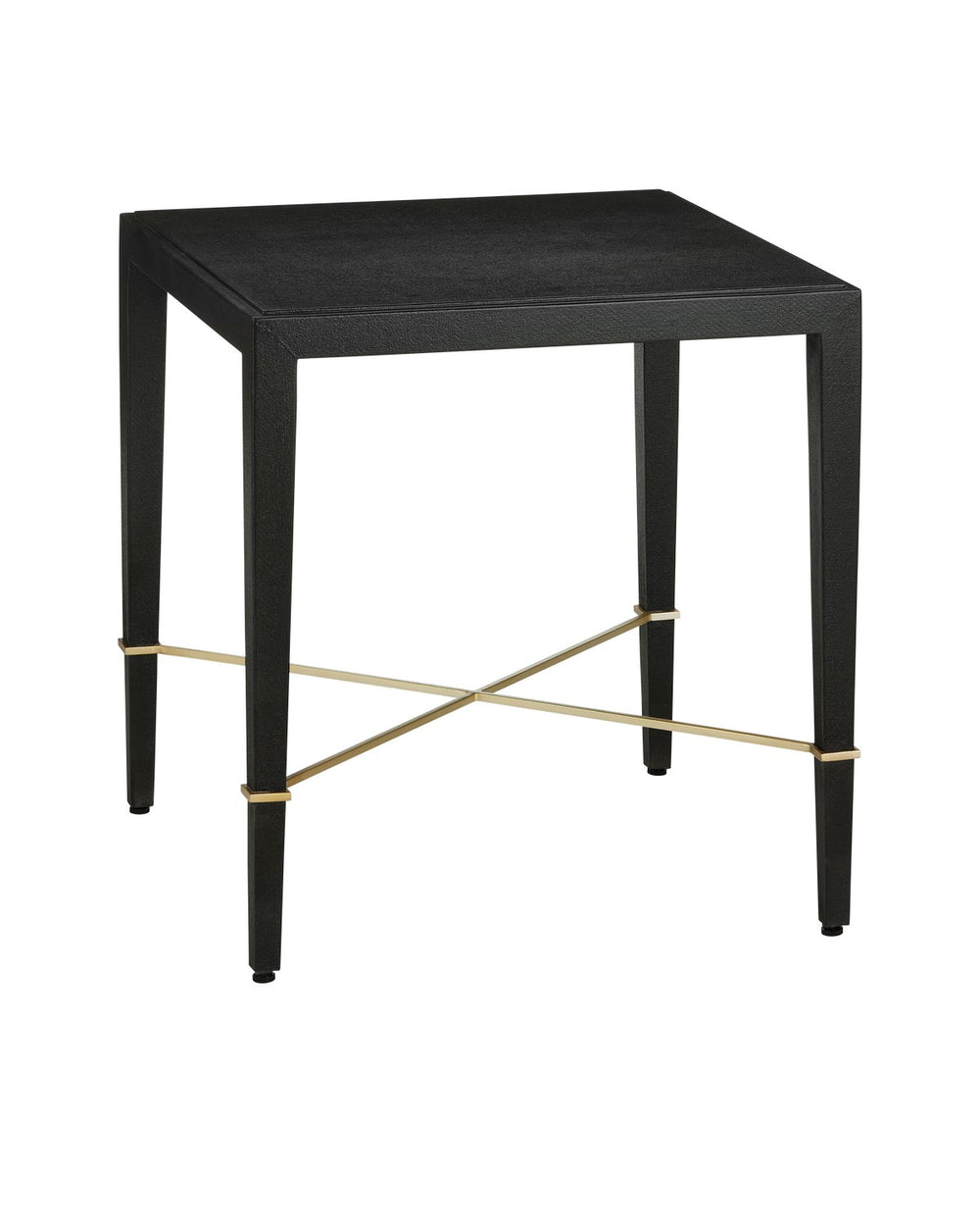Currey and Company - End Table - Verona - Black Lacquered Linen/Champagne- Union Lighting Luminaires Decor