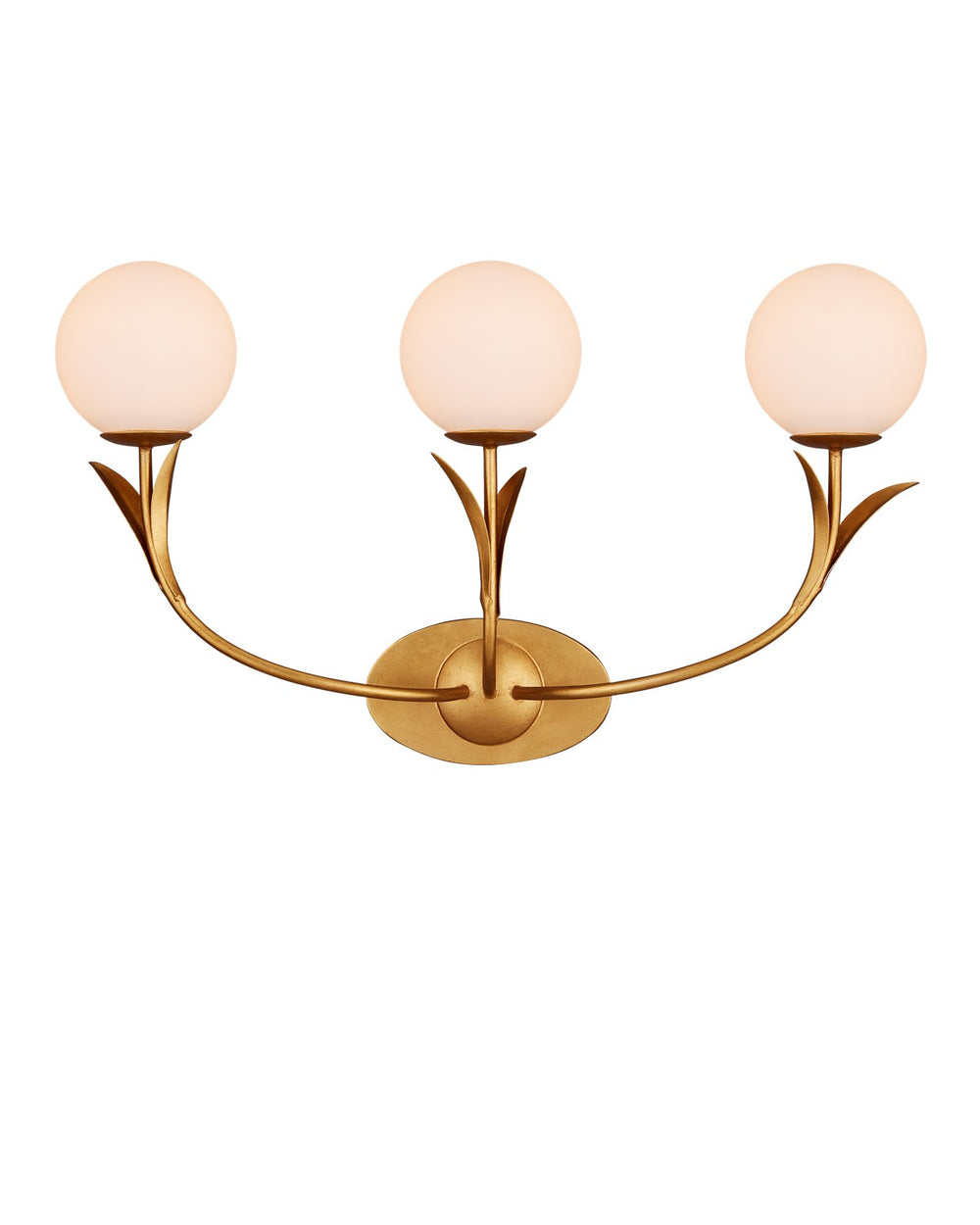 Currey and Company - Three Light Wall Sconce - Rossville Collection - Contemporary Gold Leaf/Sugar White/Frosted White- Union Lighting Luminaires Decor