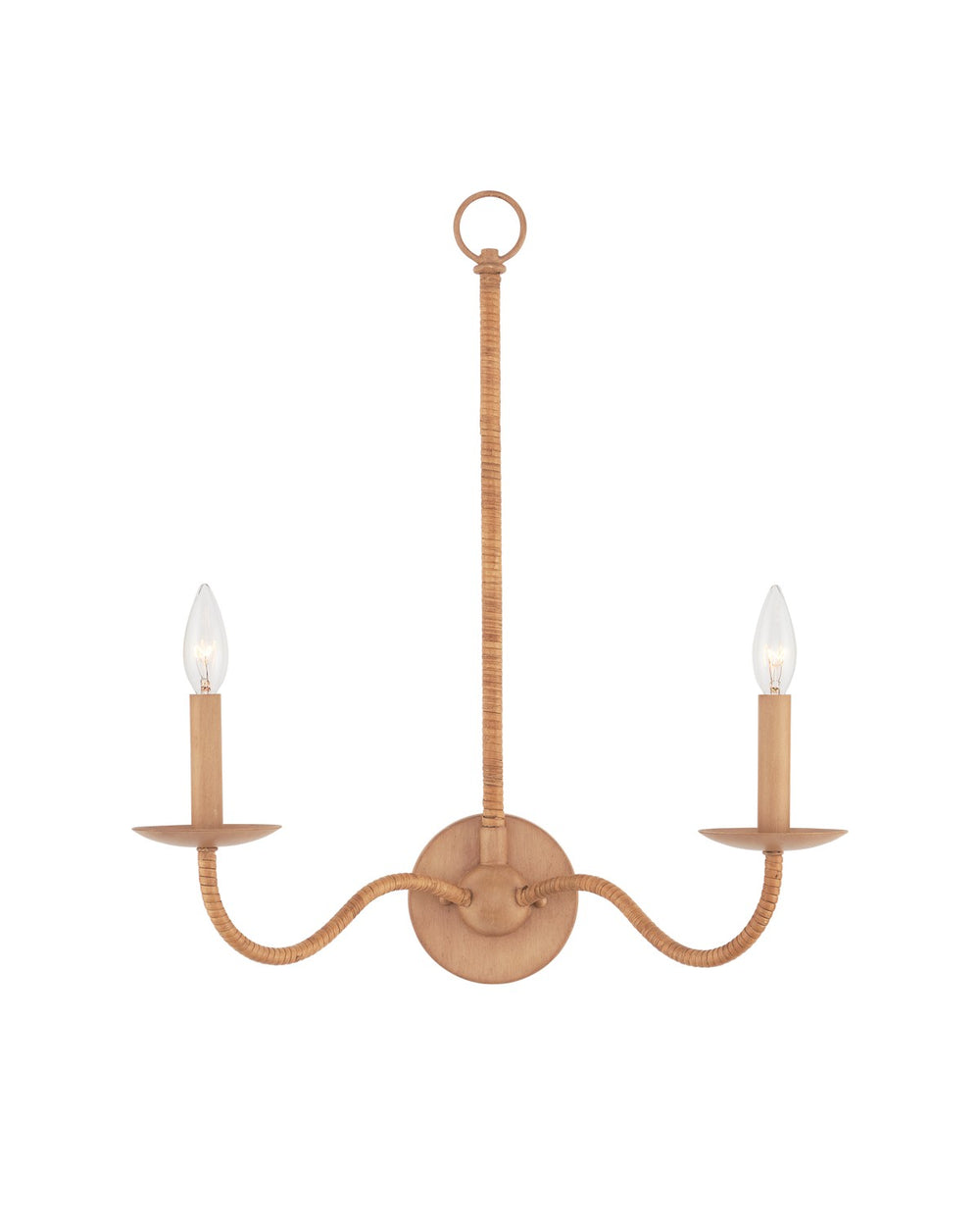 Currey and Company - Two Light Wall Sconce - Saxon Collection - Saddle Tan/Natural- Union Lighting Luminaires Decor