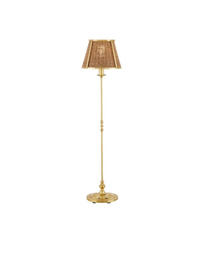 Currey and Company - One Light Floor Lamp - Deauville - Natural/Polished Brass- Union Lighting Luminaires Decor