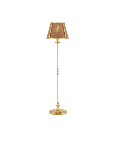 Currey and Company - One Light Floor Lamp - Deauville - Natural/Polished Brass- Union Lighting Luminaires Decor