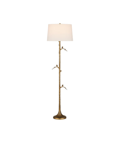 Currey and Company - One Light Floor Lamp - Piaf Collection - Antique Brass- Union Lighting Luminaires Decor