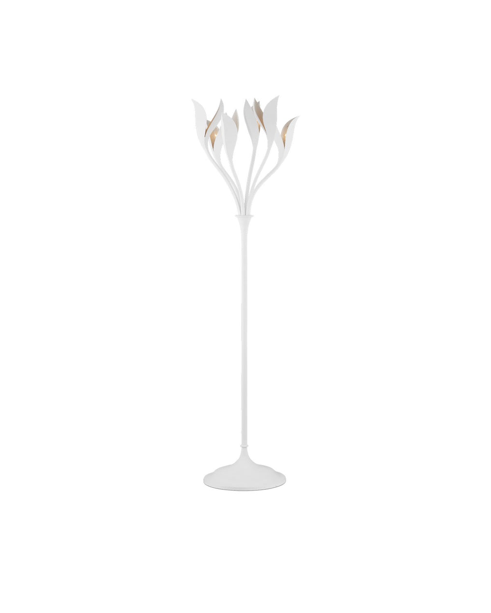 Currey and Company - Six Light Floor Lamp - Snowflower Collection - Gesso White- Union Lighting Luminaires Decor